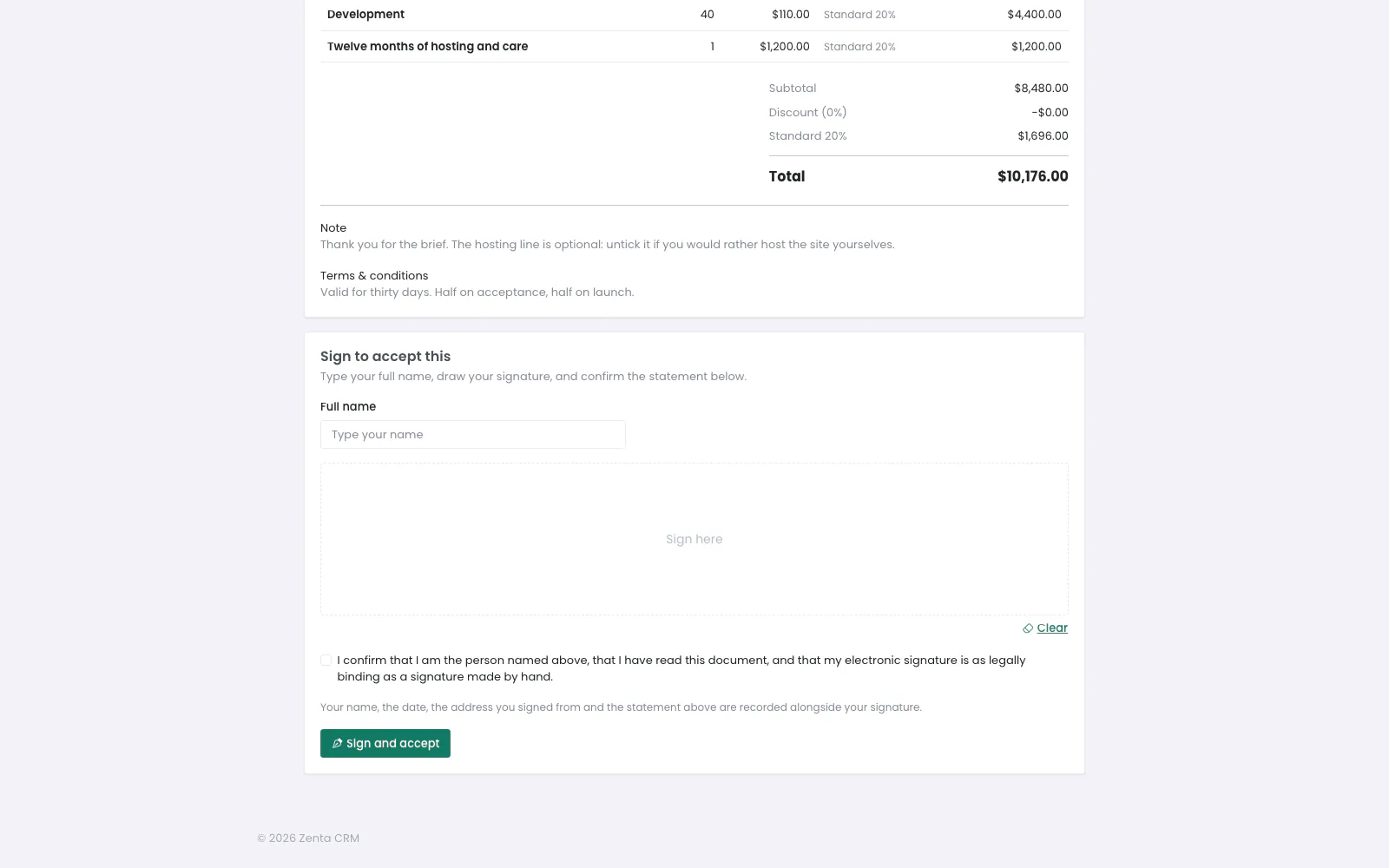 From a link, the name box starts empty: nobody is signed in to fill it from.