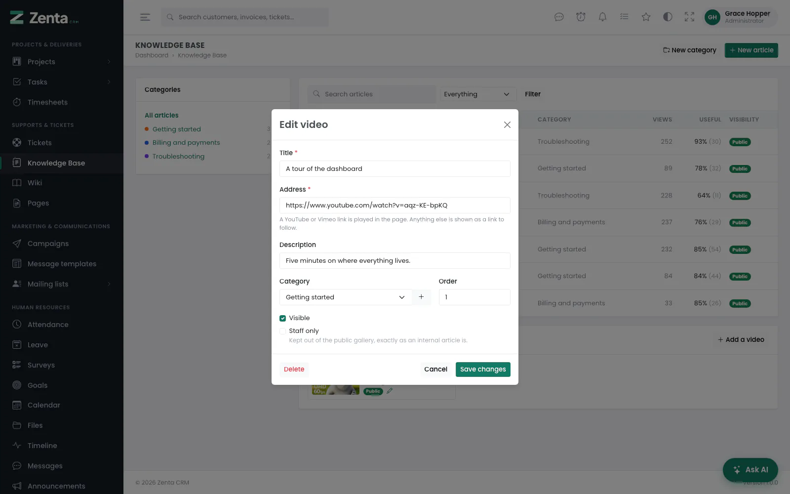 A video is a link to something hosted elsewhere.